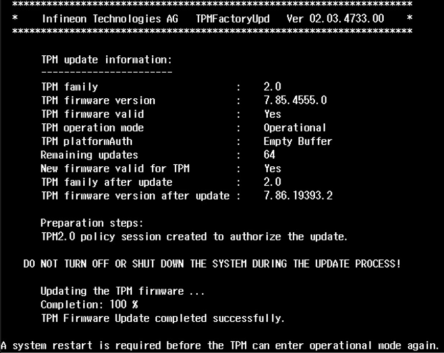 Part 2. Update the TPM firmware.